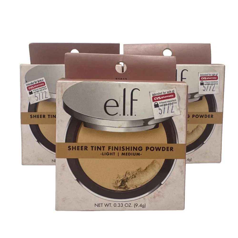 3 Pack E.l.f. Sheer Tint Finishing Setting Powder Light/Medium 0.33 oz. Elf